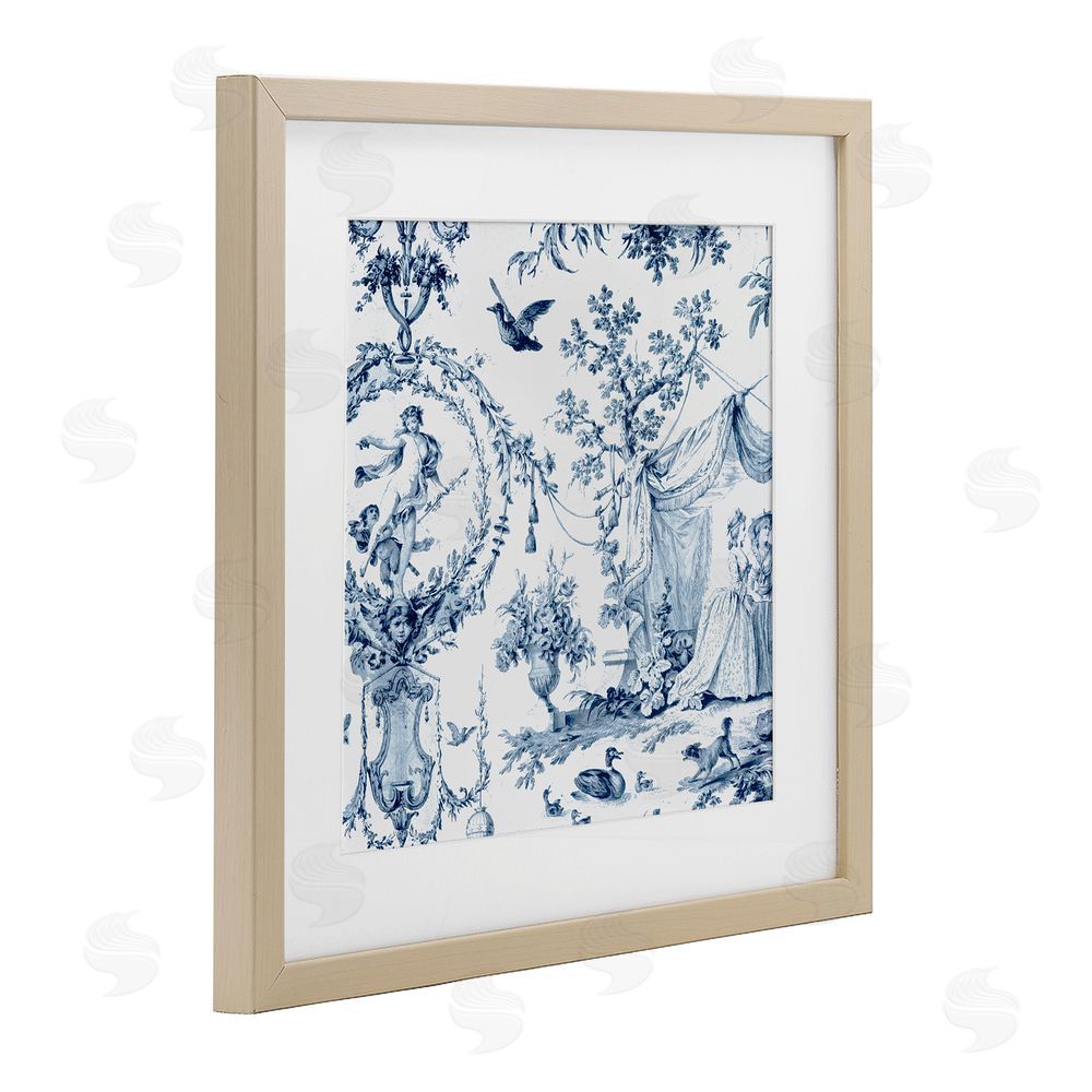 Vintage Hustle Classic Toile Scene Brown Framed Print Under Glass Wall Art