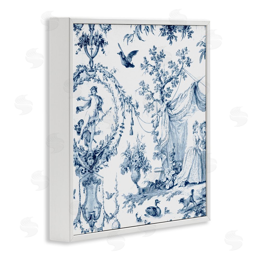 Vintage Hustle Classic Toile Scene White Framed Giclee Print Wall Art