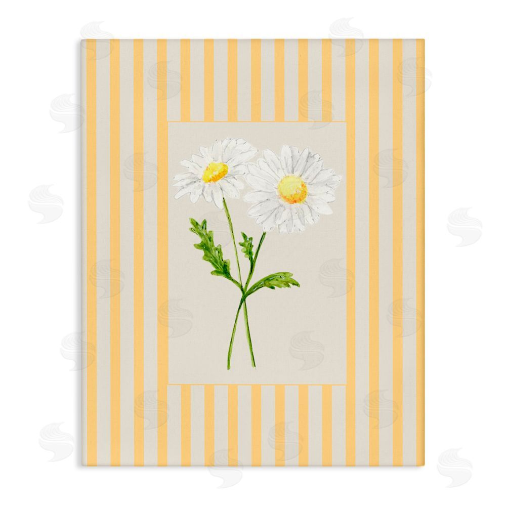 Lisa Wehmeyer Yellow Stripe Daisy Stretched Canvas Wall Art Print