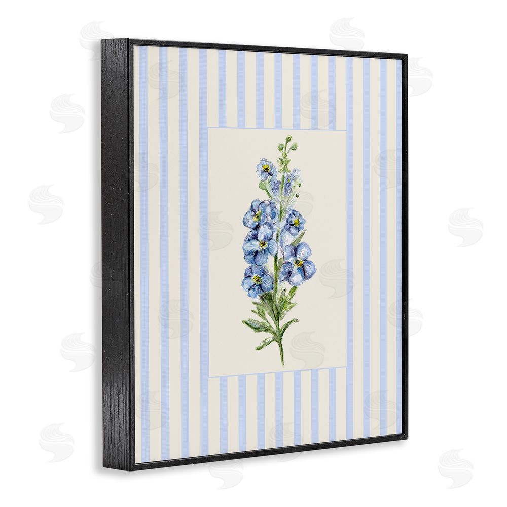 Lisa Wehmeyer Blue Stripe Larkspur Black Framed Giclee Print Wall Art