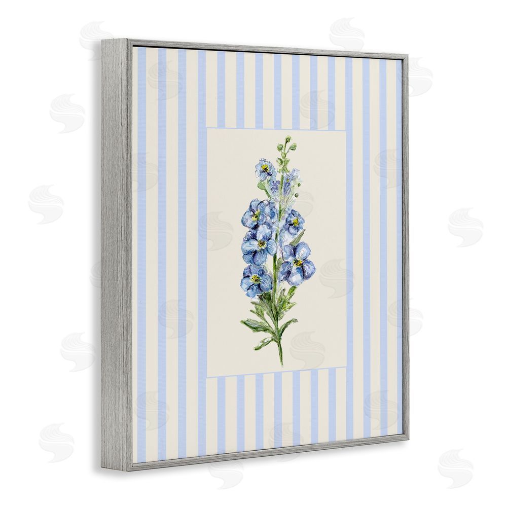 Lisa Wehmeyer Blue Stripe Larkspur Gray Framed Giclee Print Wall Art