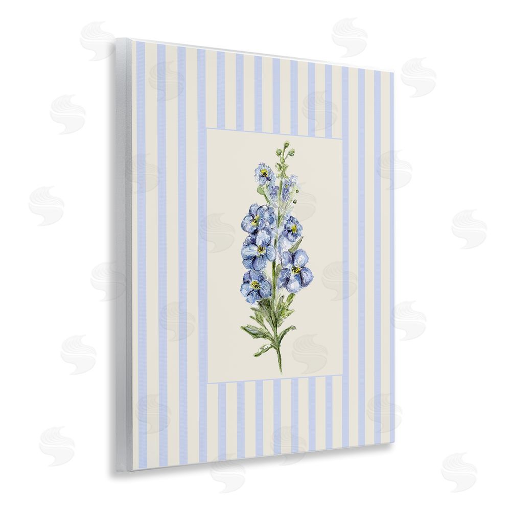 Lisa Wehmeyer Blue Stripe Larkspur Wooden Wall Plaque Art Print