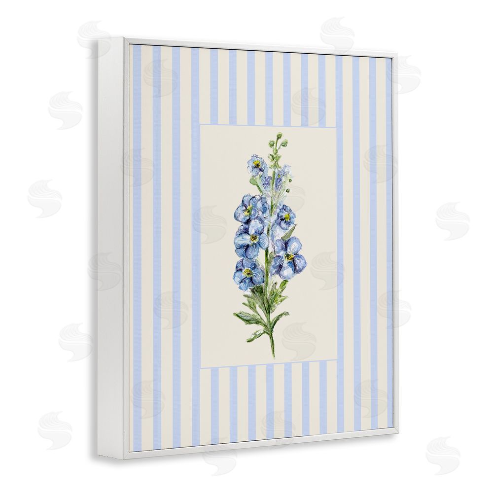 Lisa Wehmeyer Blue Stripe Larkspur White Framed Giclee Print Wall Art