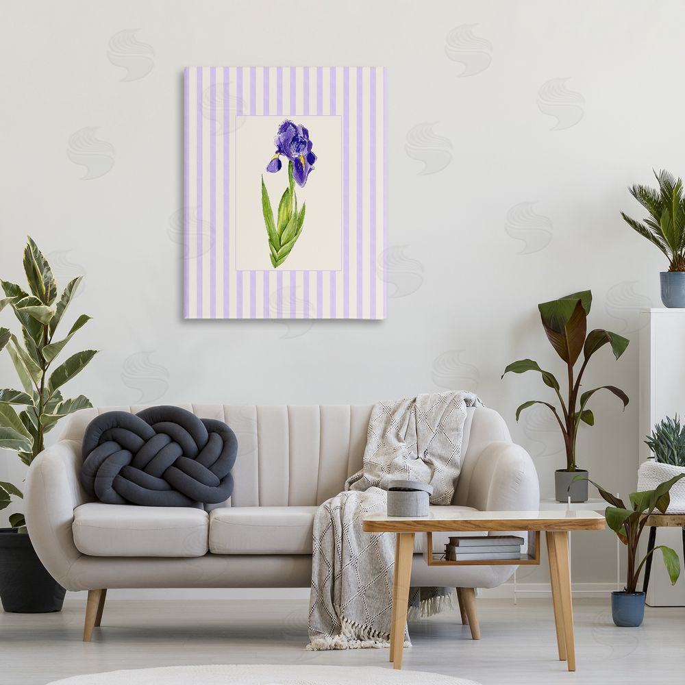 Lisa Wehmeyer Purple Stripe Iris Stretched Canvas Wall Art Print in Room
