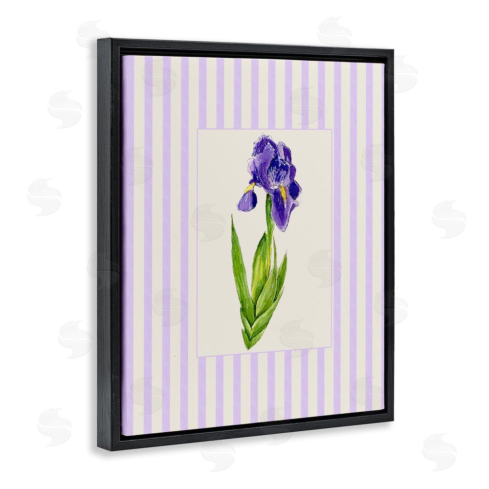 Lisa Wehmeyer Purple Stripe Iris Black Floating Frame Canvas Wall Art Print