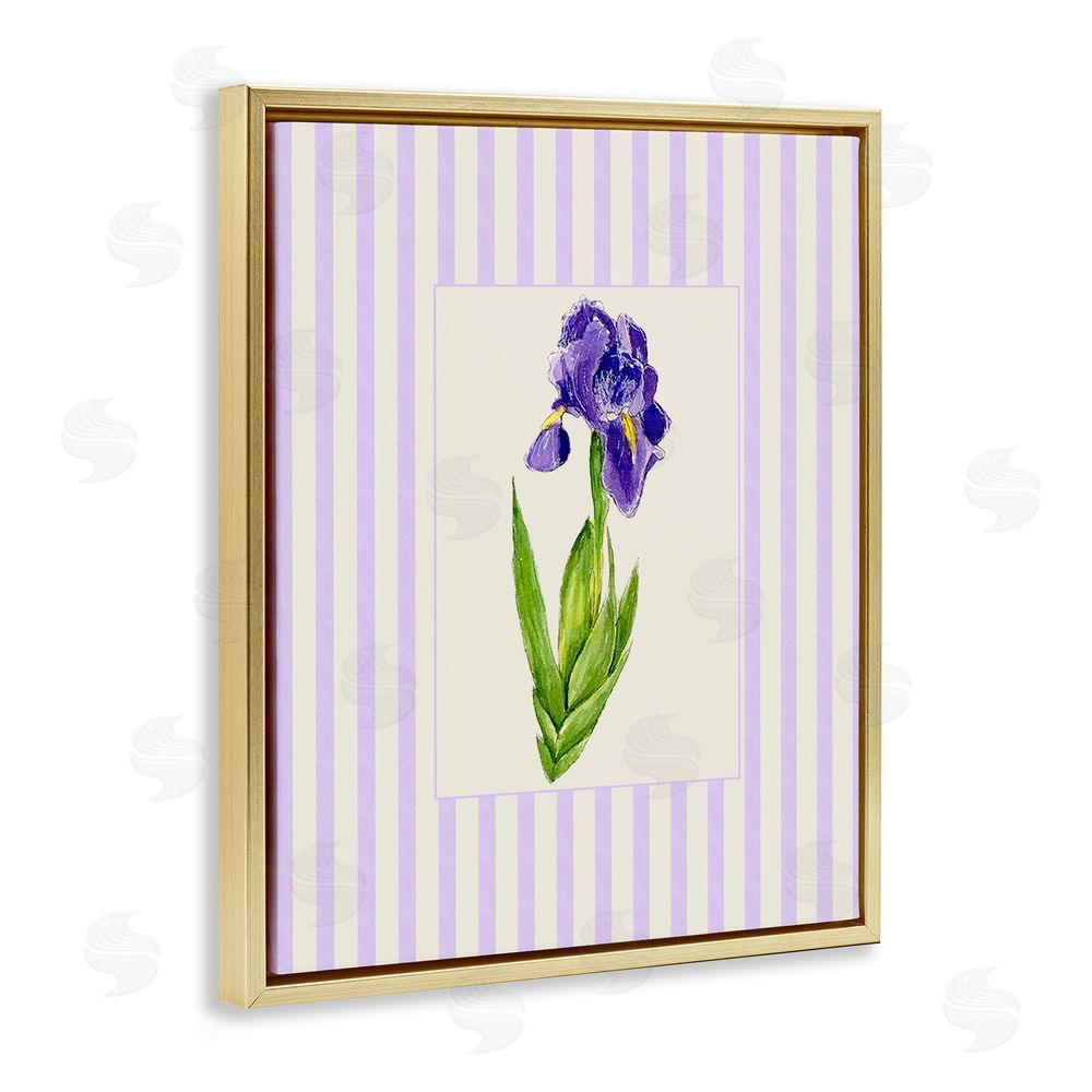Lisa Wehmeyer Purple Stripe Iris Gold Floating Frame Canvas Wall Art Print