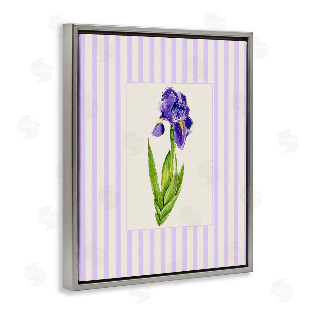 Lisa Wehmeyer Purple Stripe Iris Gray Floating Frame Canvas Wall Art Print