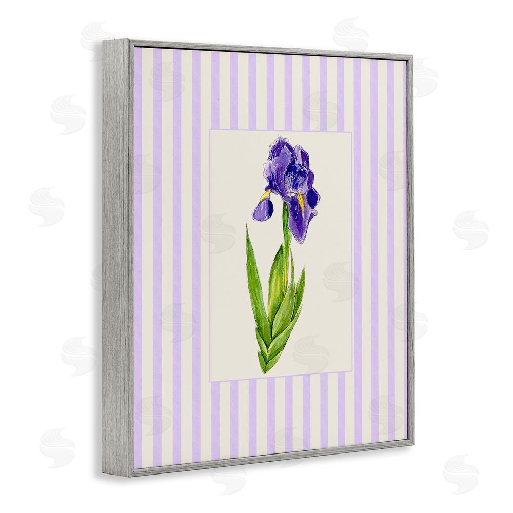 Lisa Wehmeyer Purple Stripe Iris Gray Framed Giclee Print Wall Art