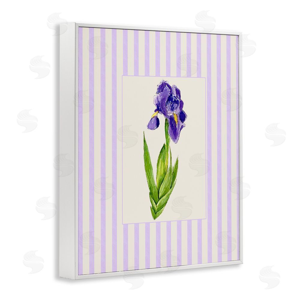 Lisa Wehmeyer Purple Stripe Iris White Framed Giclee Print Wall Art