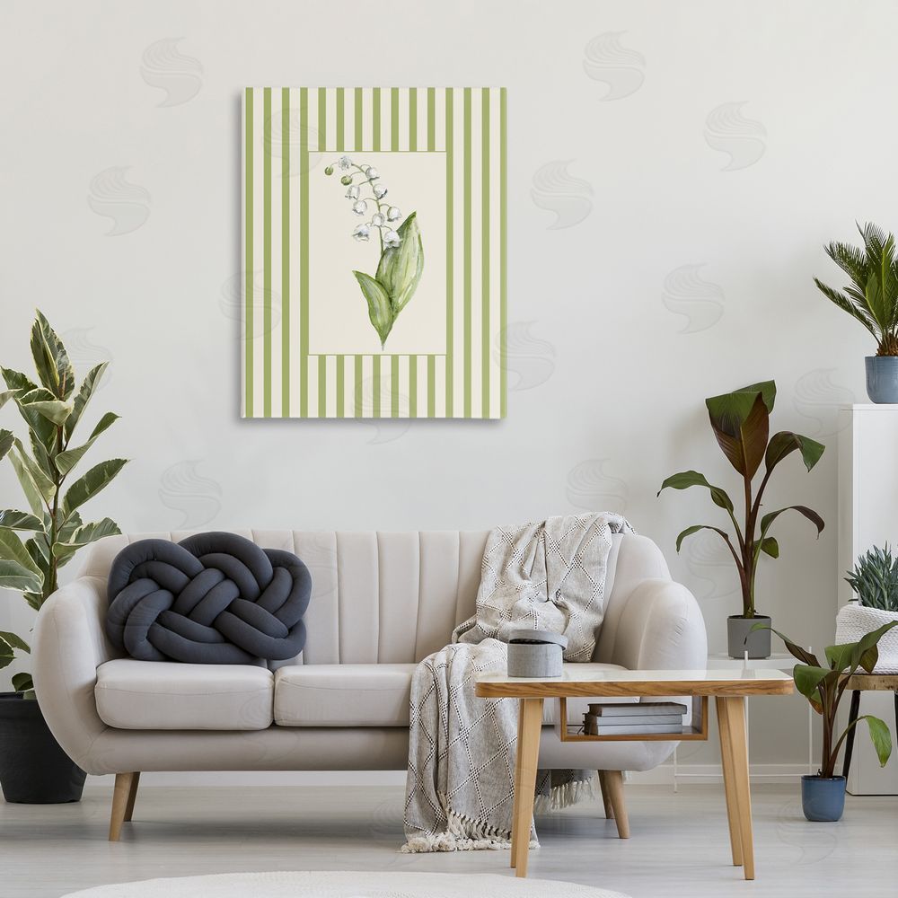 Lisa Wehmeyer Striped Lily Of The Valley Stretched Canvas Wall Art Print in Room