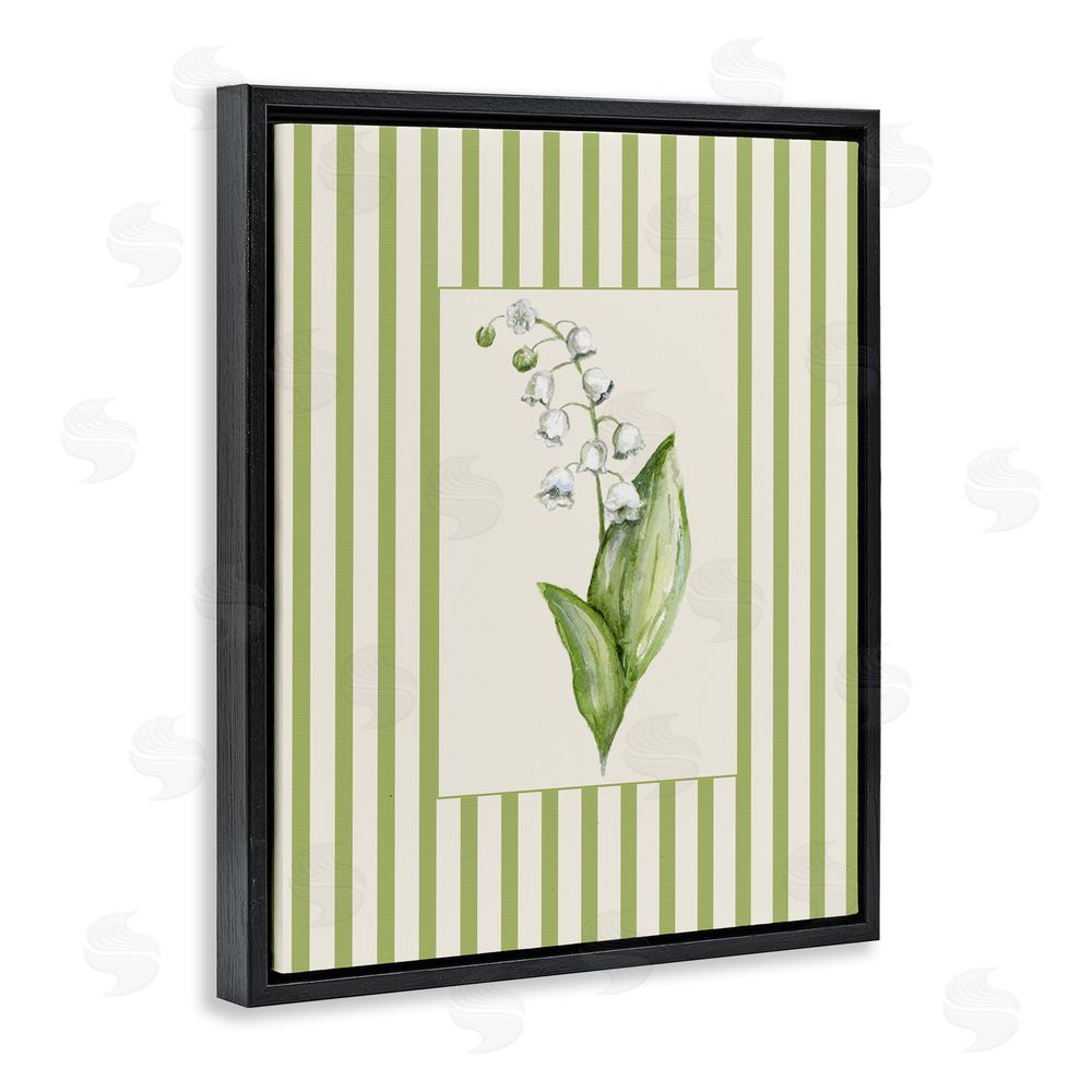 Lisa Wehmeyer Striped Lily Of The Valley Black Floating Frame Canvas Wall Art Print