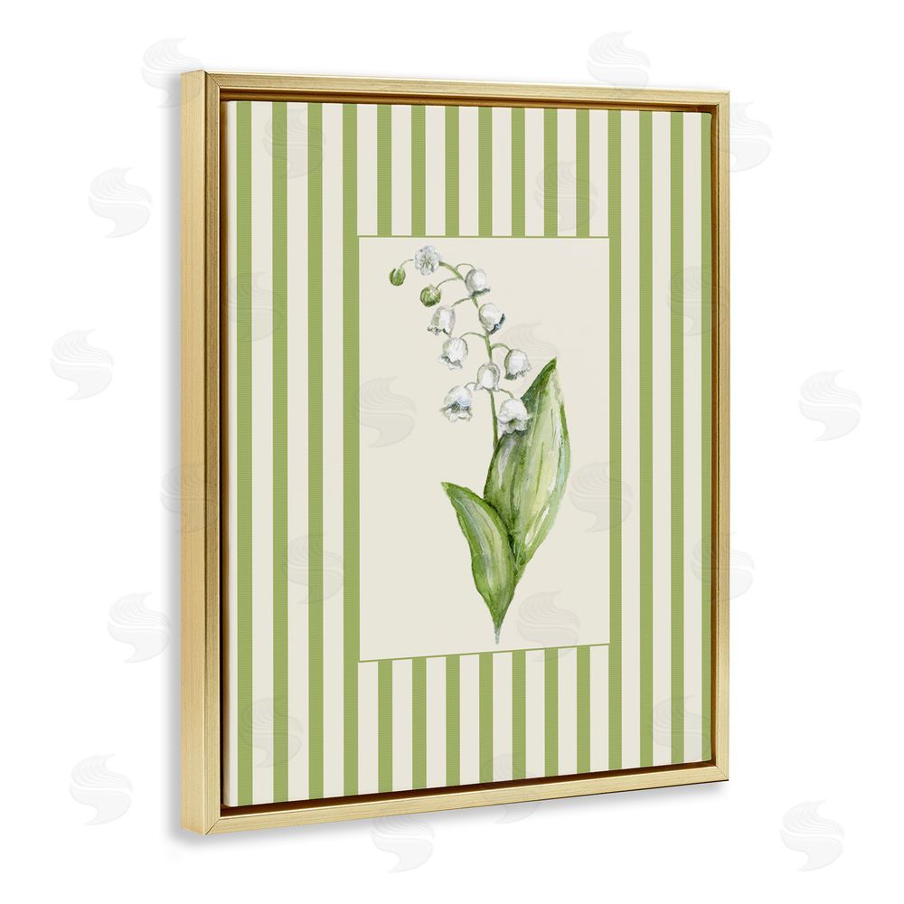 Lisa Wehmeyer Striped Lily Of The Valley Gold Floating Frame Canvas Wall Art Print