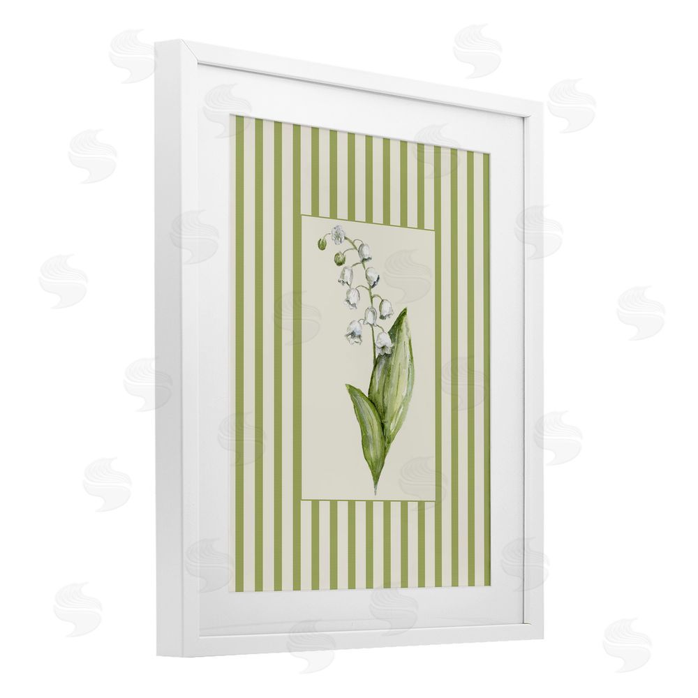 Lisa Wehmeyer Striped Lily Of The Valley White Framed Print Under Glass Wall Art