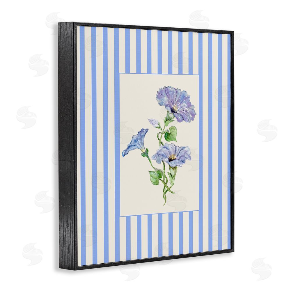 Lisa Wehmeyer Blue Stripe Morning Glory Black Framed Giclee Print Wall Art