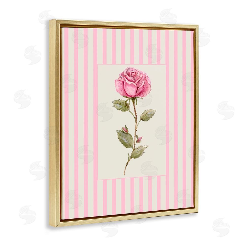 Lisa Wehmeyer Pink Stripe Rose Gold Floating Frame Canvas Wall Art Print