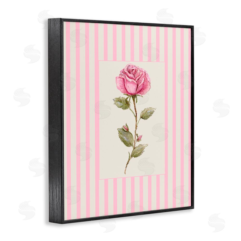 Lisa Wehmeyer Pink Stripe Rose Black Framed Giclee Print Wall Art
