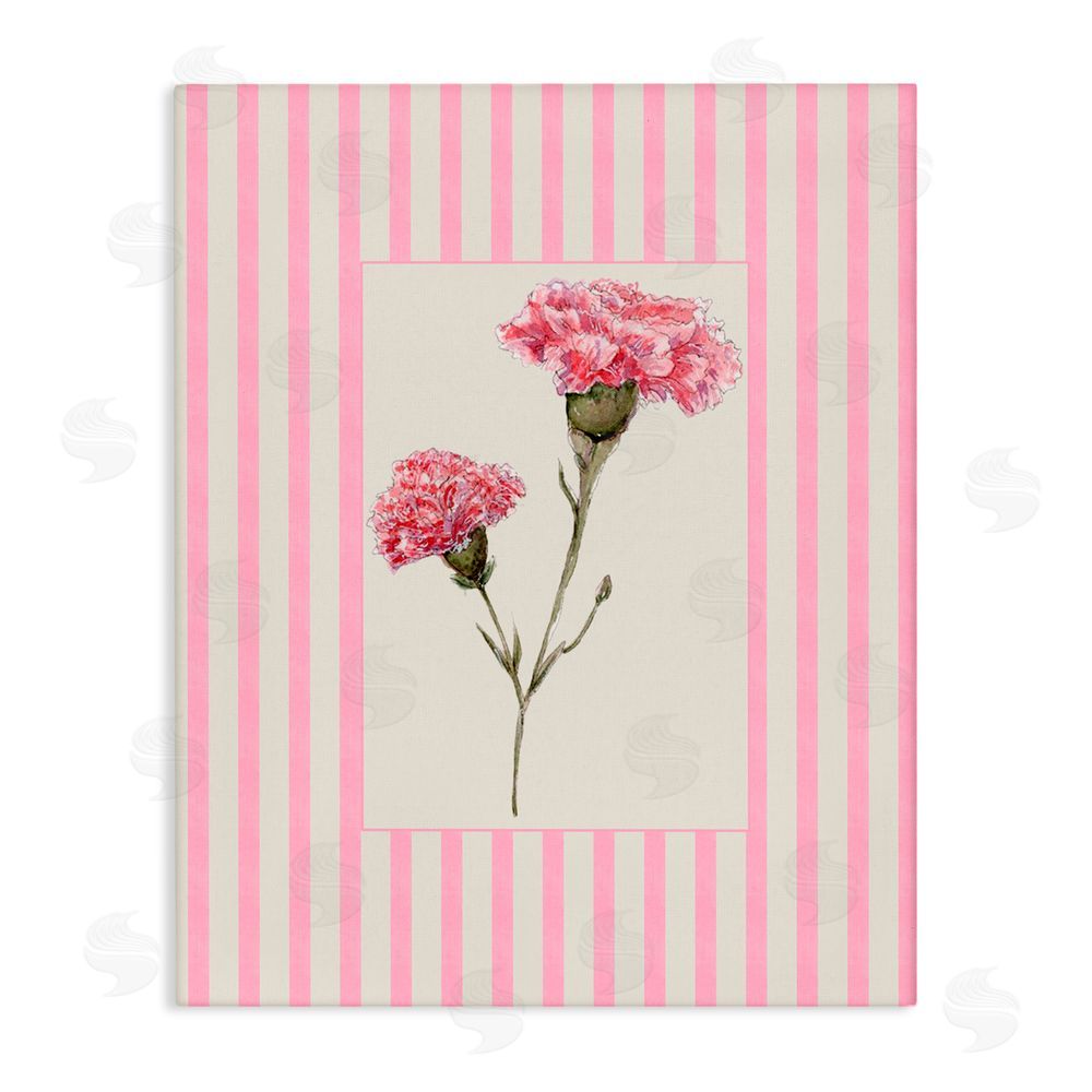 Lisa Wehmeyer Pink Stripe Carnation Stretched Canvas Wall Art Print