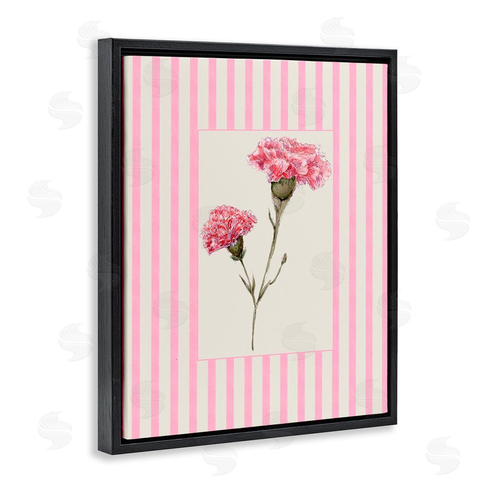 Lisa Wehmeyer Pink Stripe Carnation Black Floating Frame Canvas Wall Art Print