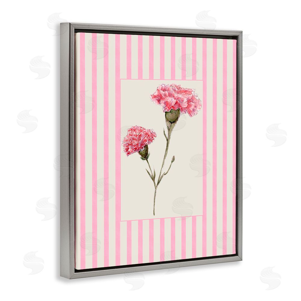 Lisa Wehmeyer Pink Stripe Carnation Gray Floating Frame Canvas Wall Art Print