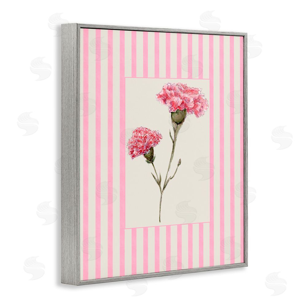 Lisa Wehmeyer Pink Stripe Carnation Gray Framed Giclee Print Wall Art