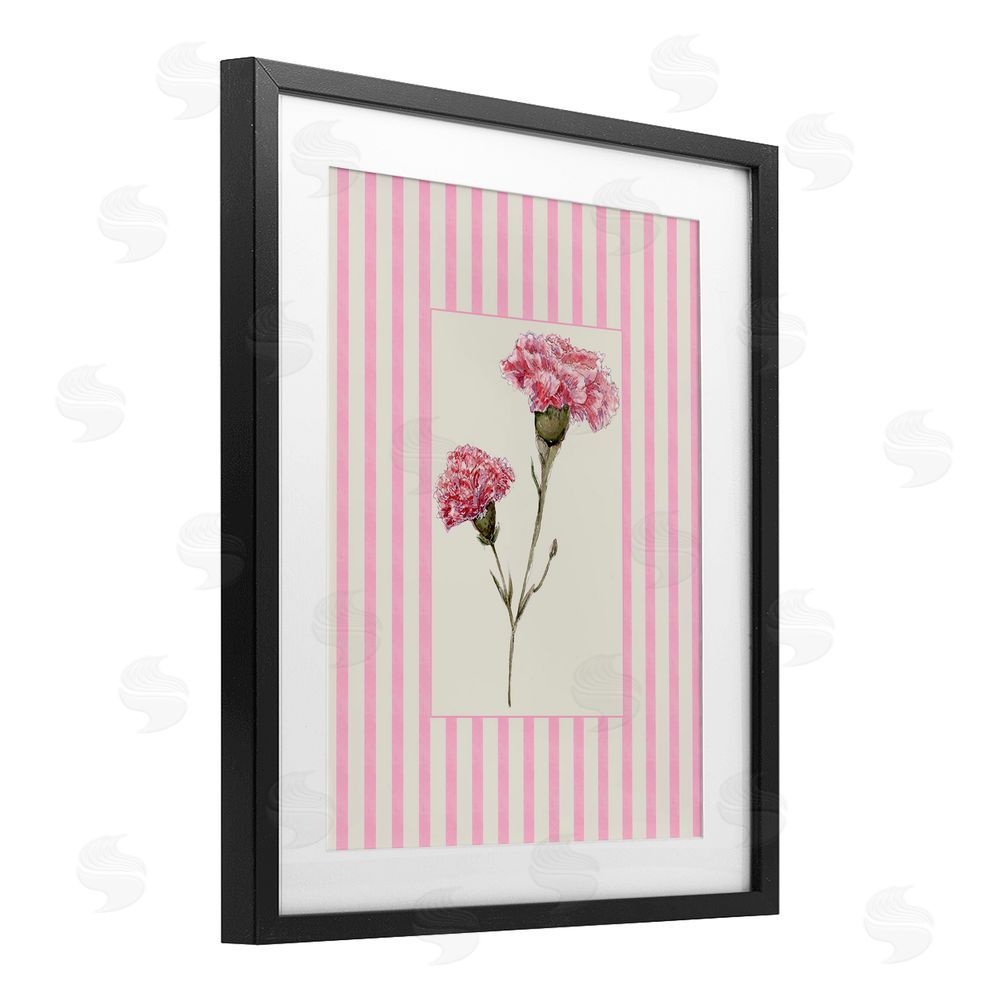 Lisa Wehmeyer Pink Stripe Carnation Black Framed Print Under Glass Wall Art