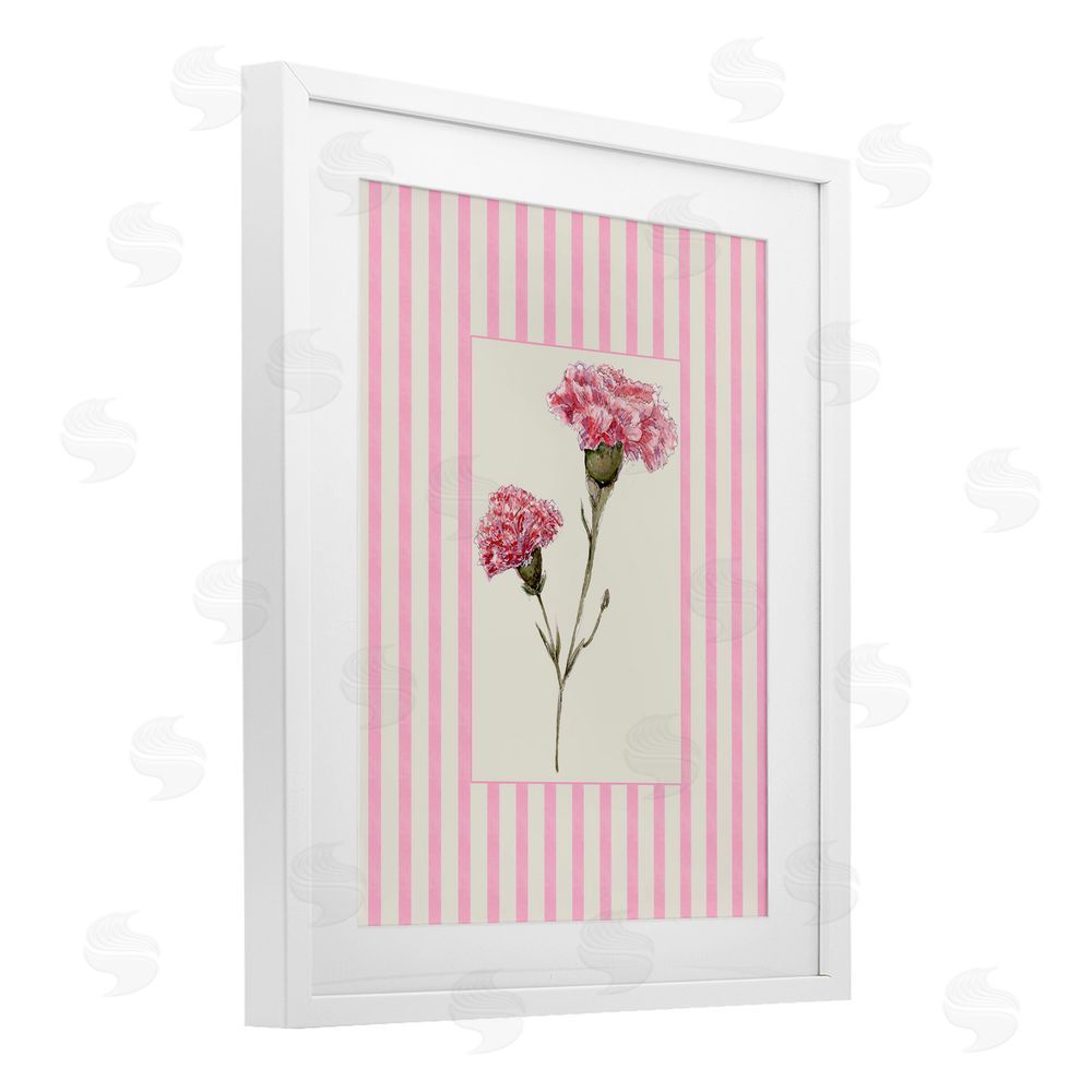 Lisa Wehmeyer Pink Stripe Carnation White Framed Print Under Glass Wall Art