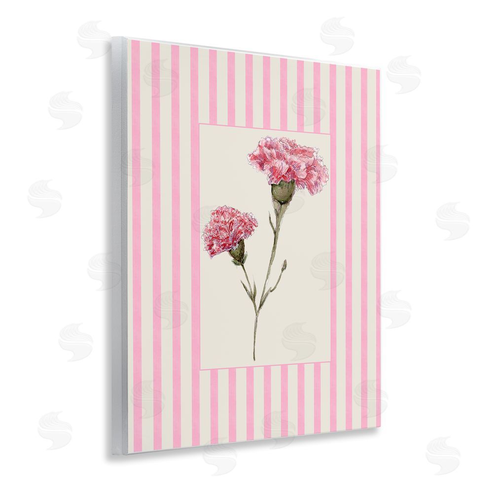 Lisa Wehmeyer Pink Stripe Carnation Wooden Wall Plaque Art Print