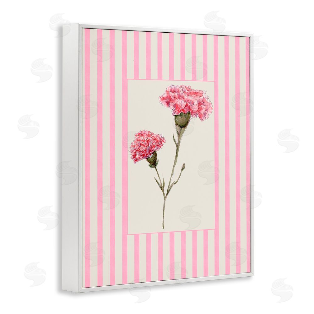 Lisa Wehmeyer Pink Stripe Carnation White Framed Giclee Print Wall Art