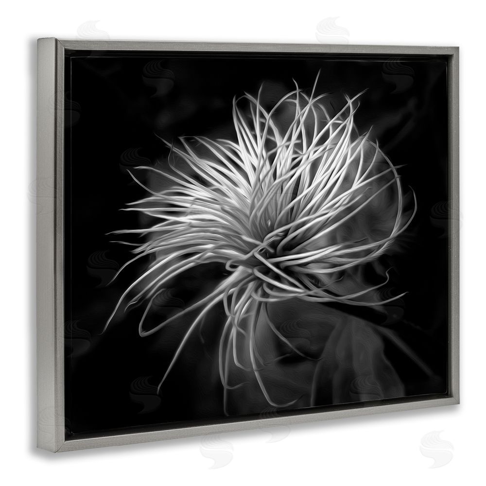 Phillip Flowers Twisting Botanical Leaves Contrast Gray Floating Frame Canvas Wall Art Print