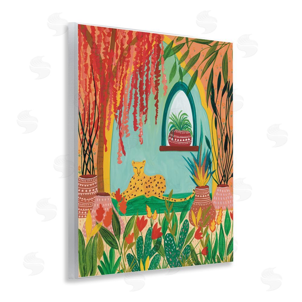 Nabeela Rumi Lone Leopard Among Botanicals Wooden Wall Plaque Art Print