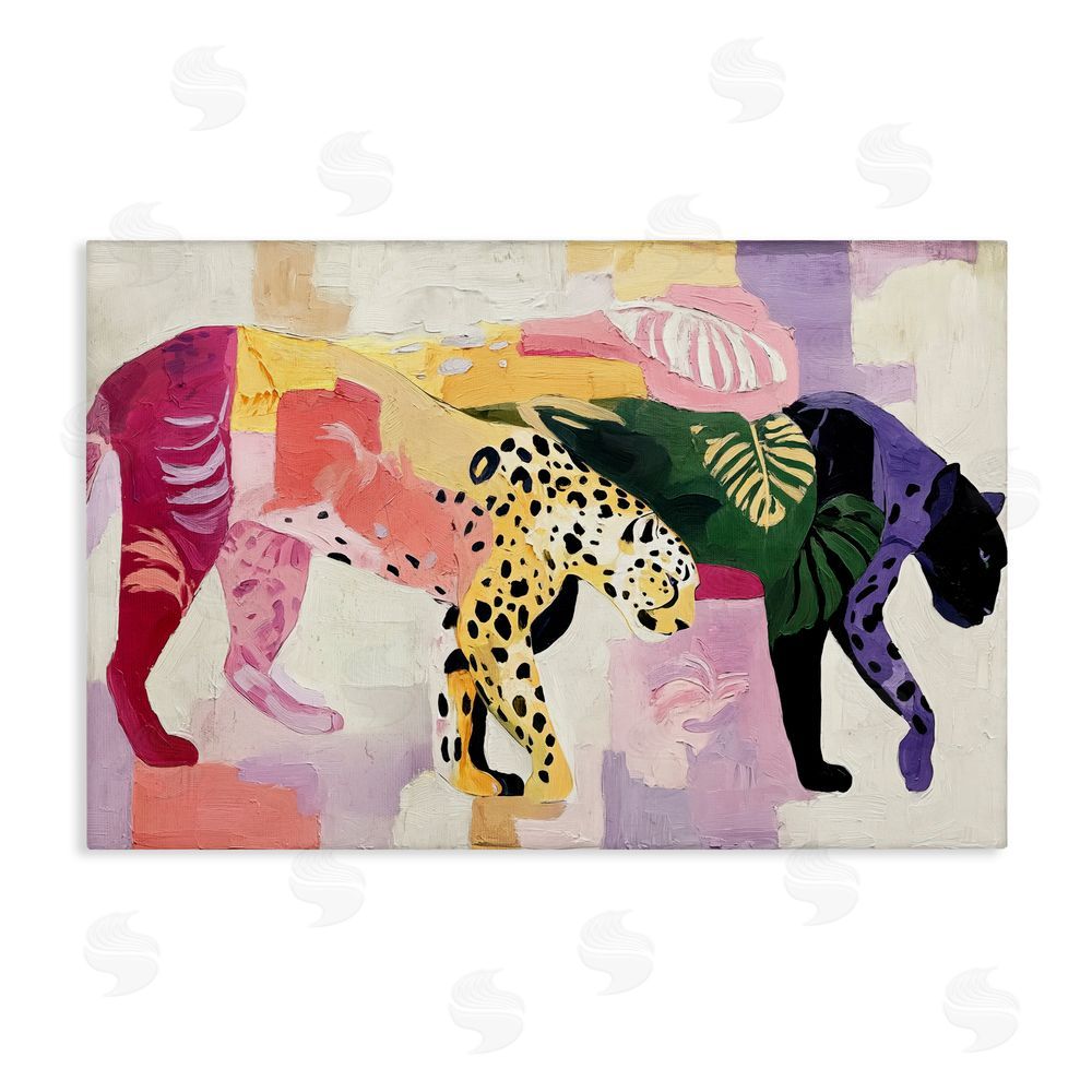 Annabelle Hall Candy Cats Tropical Wildlife Stretched Canvas Wall Art Print