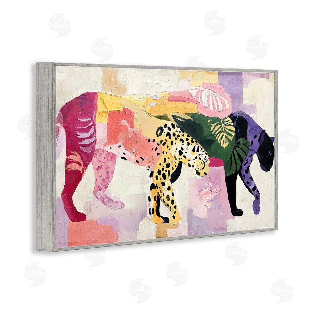 Annabelle Hall Candy Cats Tropical Wildlife Gray Framed Giclee Print Wall Art