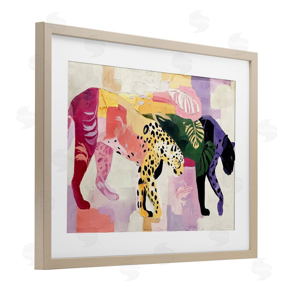 Annabelle Hall Candy Cats Tropical Wildlife Brown Framed Print Under Glass Wall Art
