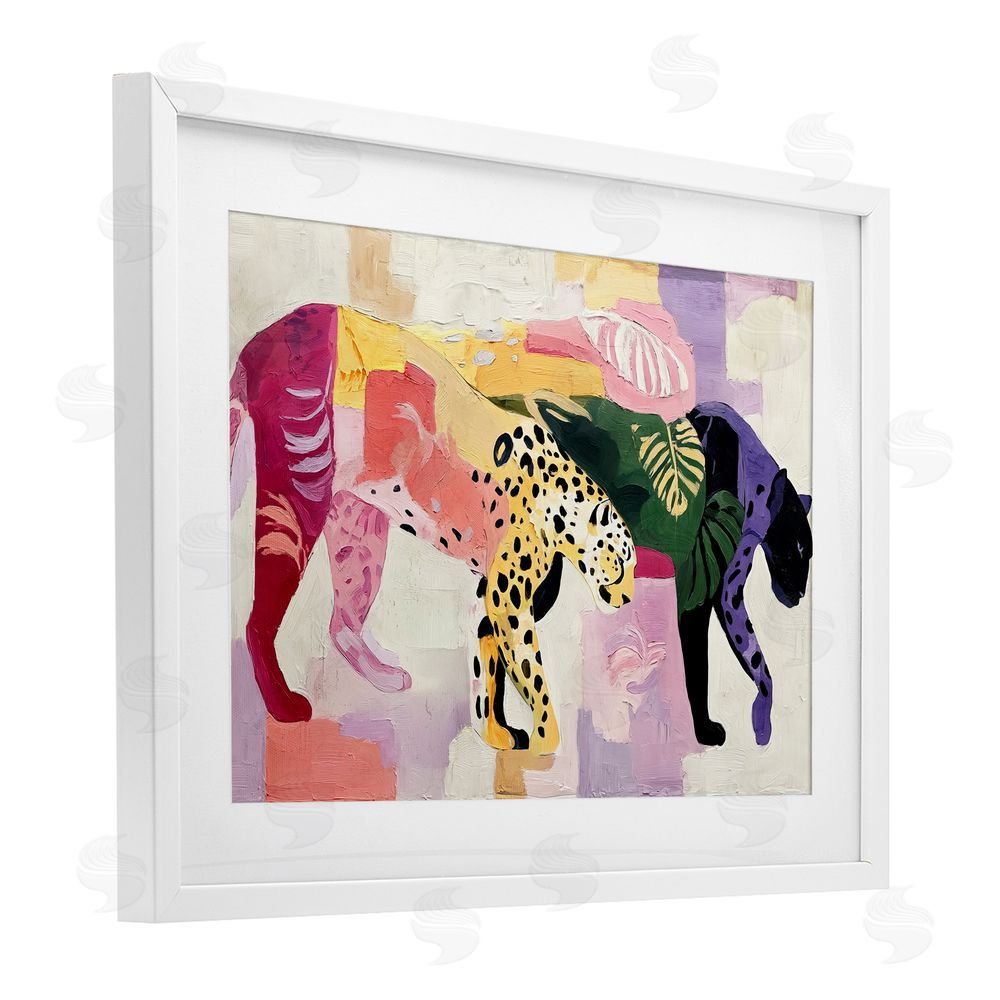 Annabelle Hall Candy Cats Tropical Wildlife White Framed Print Under Glass Wall Art