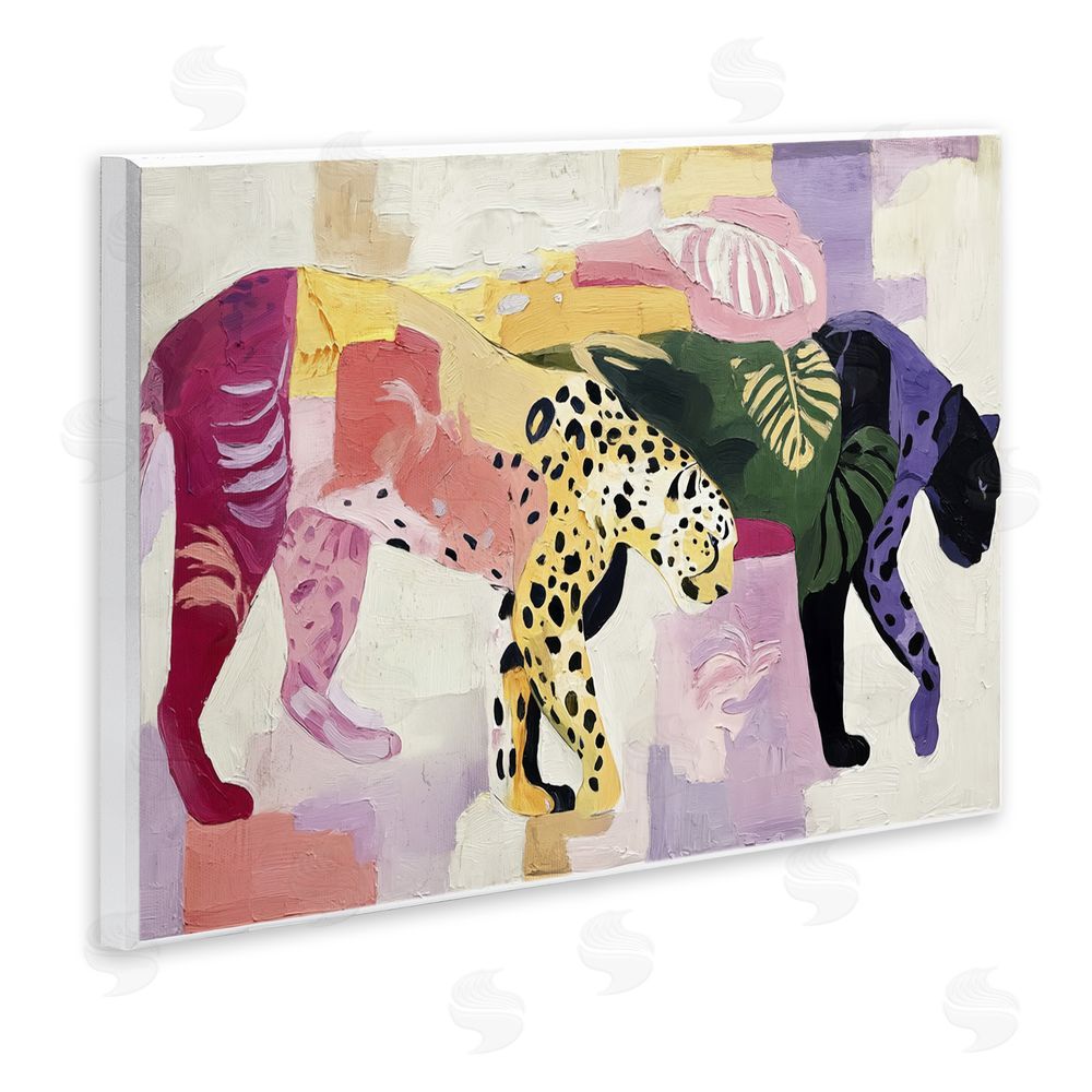 Annabelle Hall Candy Cats Tropical Wildlife Wooden Wall Plaque Art Print