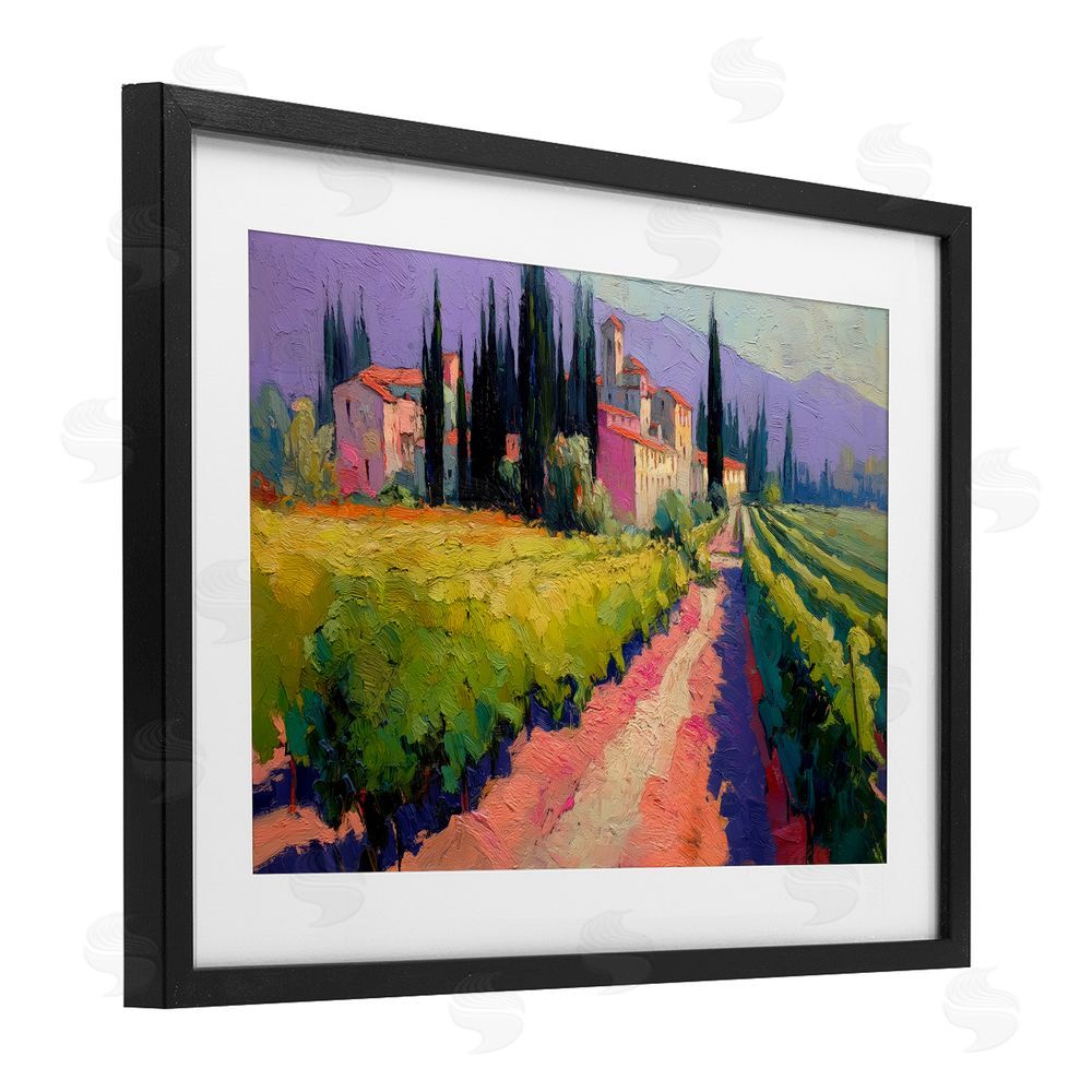 Annabelle Hall Purple Mountains Village Black Framed Print Under Glass Wall Art