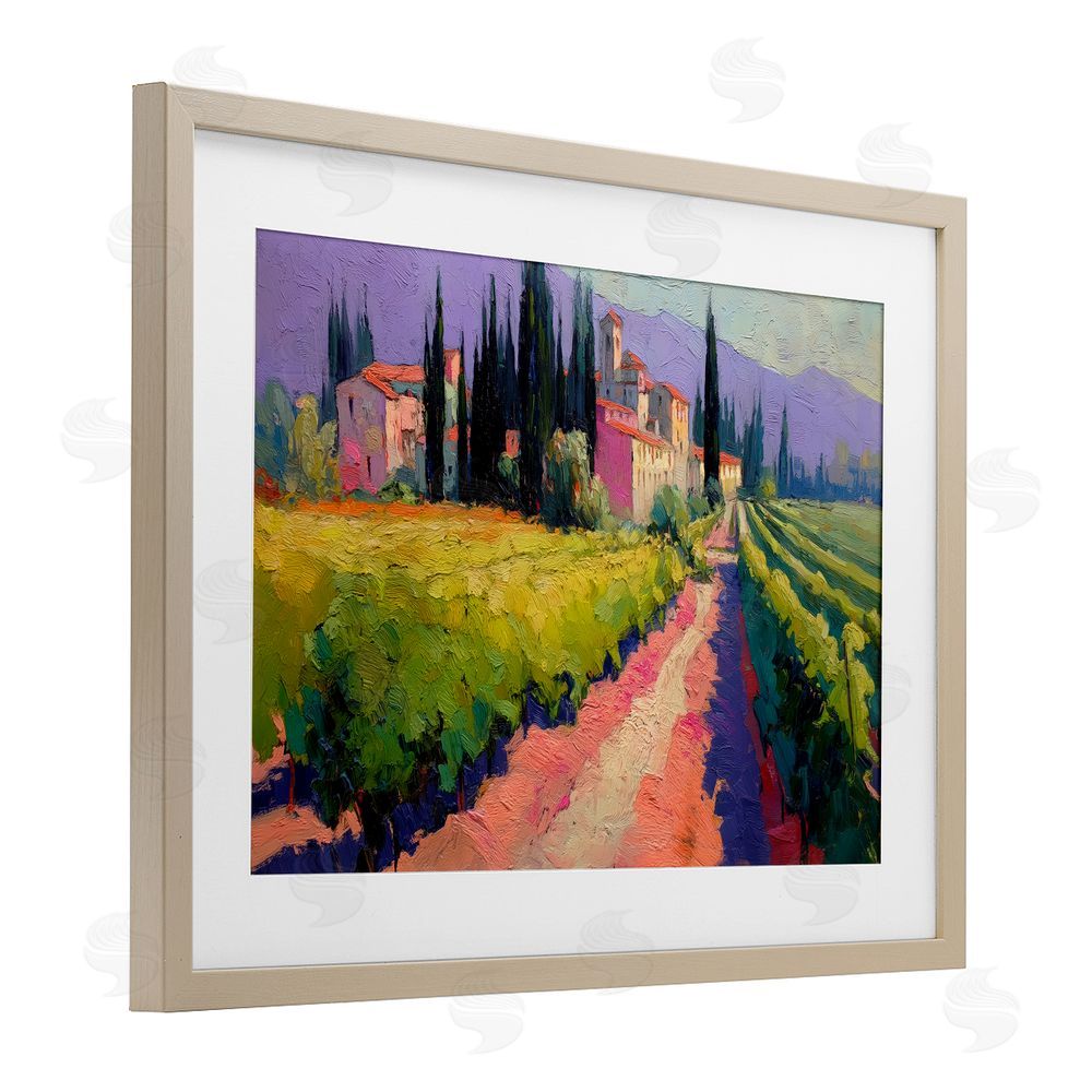 Annabelle Hall Purple Mountains Village Brown Framed Print Under Glass Wall Art