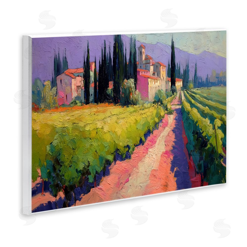 Annabelle Hall Purple Mountains Village Wooden Wall Plaque Art Print