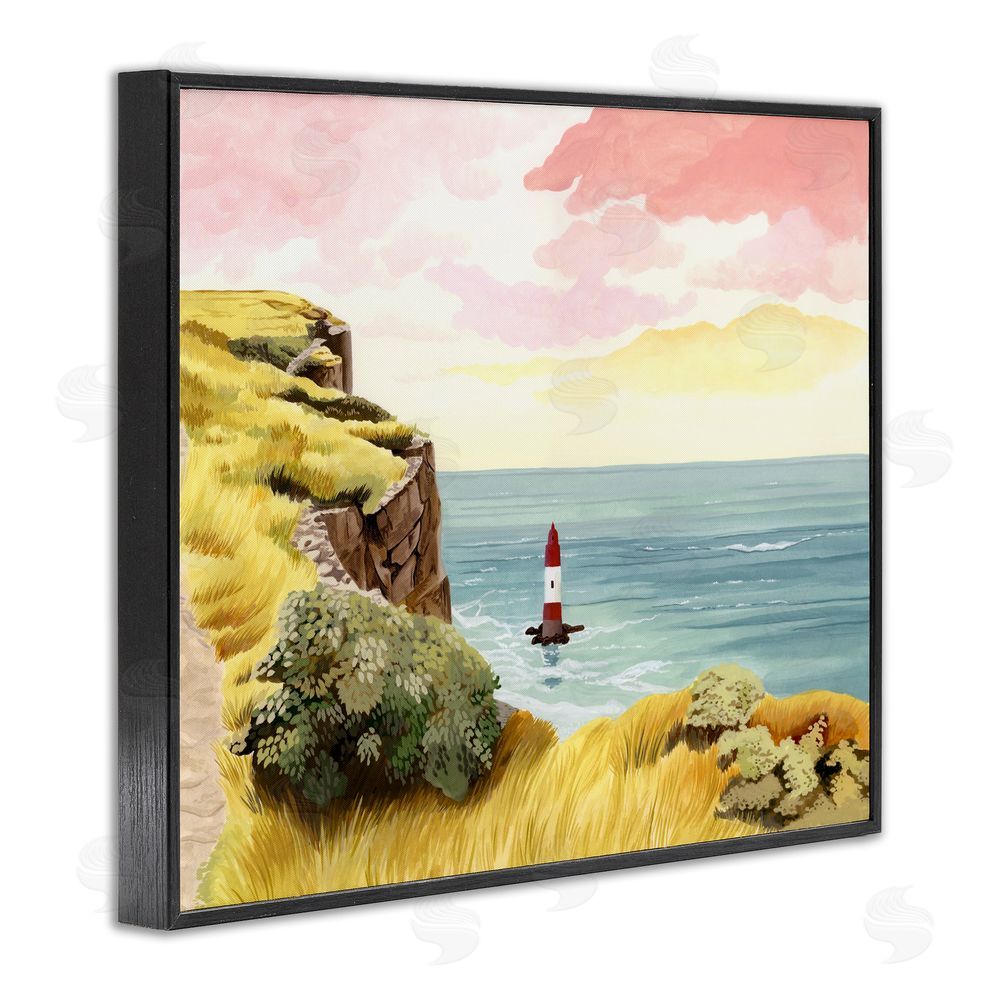 Courtney Haley Beachy Head Lone Lighthouse Black Framed Giclee Print Wall Art