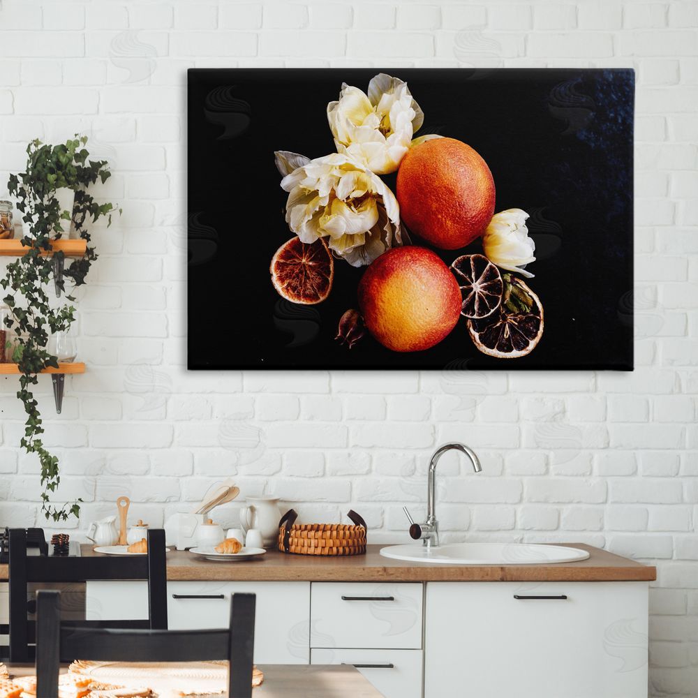 Amy Carroll The Still Spring Fruit Stretched Canvas Wall Art Print in Room