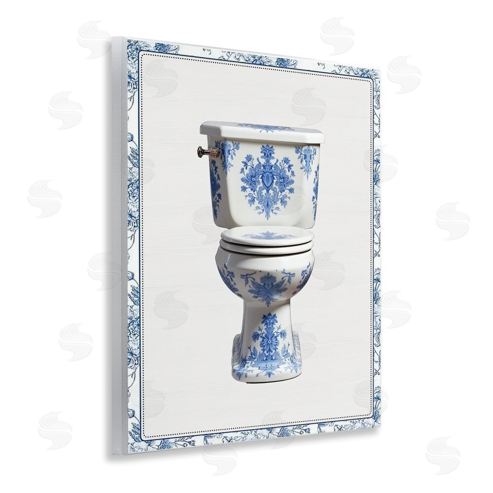 Lettered and Lined Vintage Chinoiserie Toilet Wooden Wall Plaque Art Print