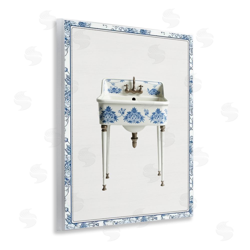 Lettered and Lined Vintage Chinoiserie Sink Wooden Wall Plaque Art Print