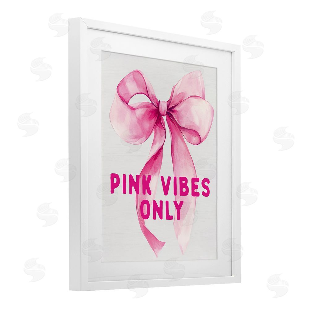 Lettered and Lined Girly Pink Vibes Only White Framed Print Under Glass Wall Art