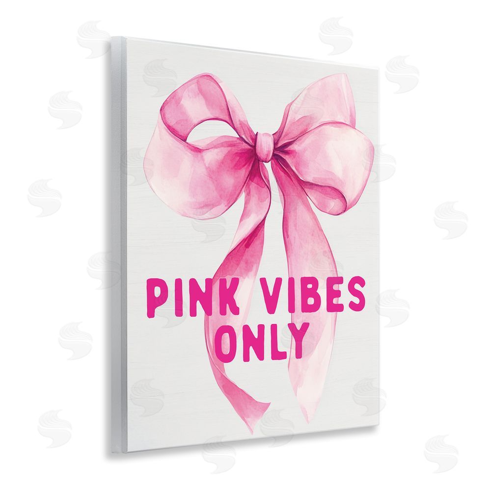 Lettered and Lined Girly Pink Vibes Only Wooden Wall Plaque Art Print