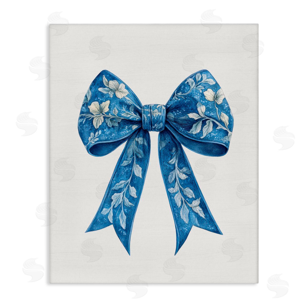 Lettered and Lined Intricate Florals Ribbon Stretched Canvas Wall Art Print