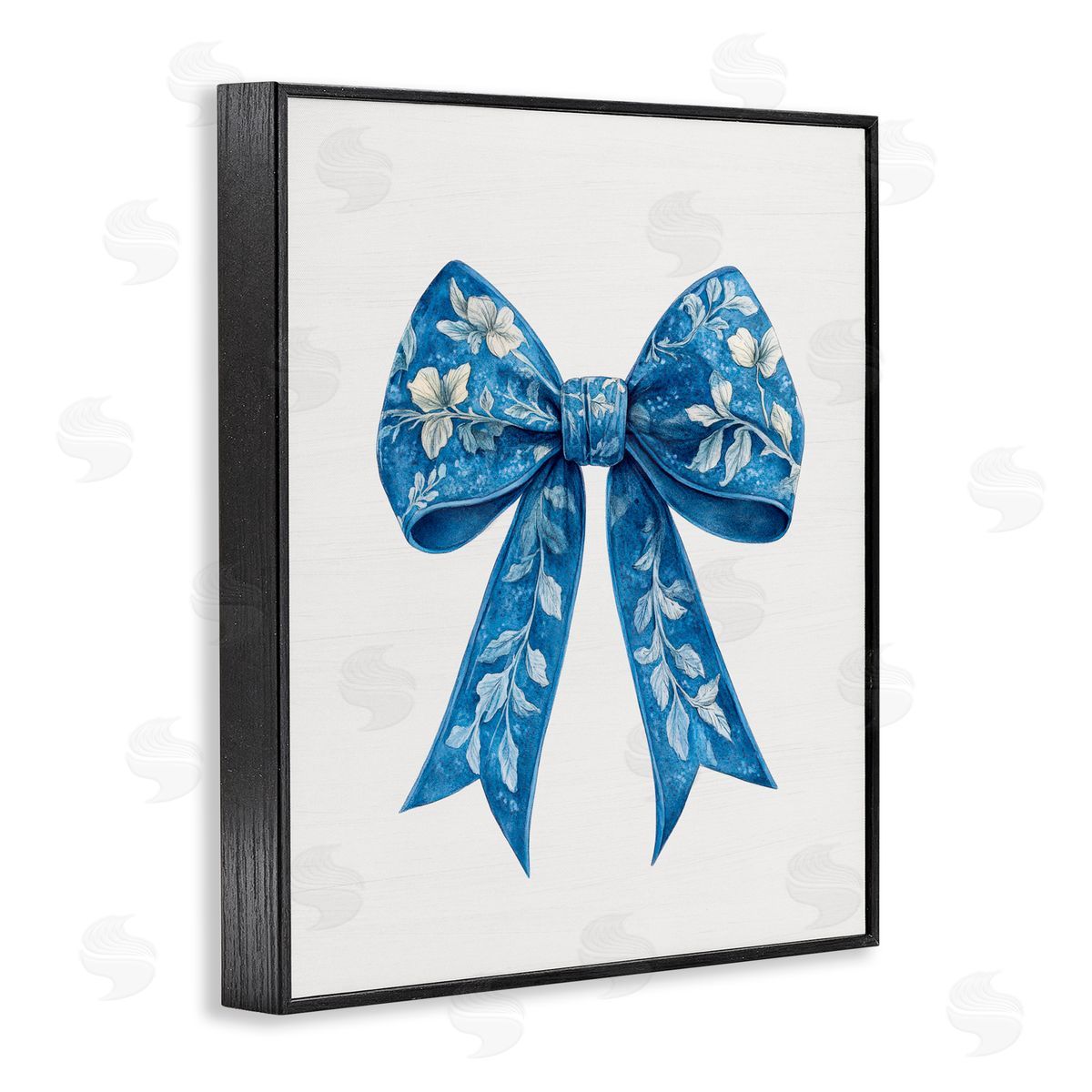 Lettered and Lined Intricate Florals Ribbon Black Framed Giclee Print Wall Art