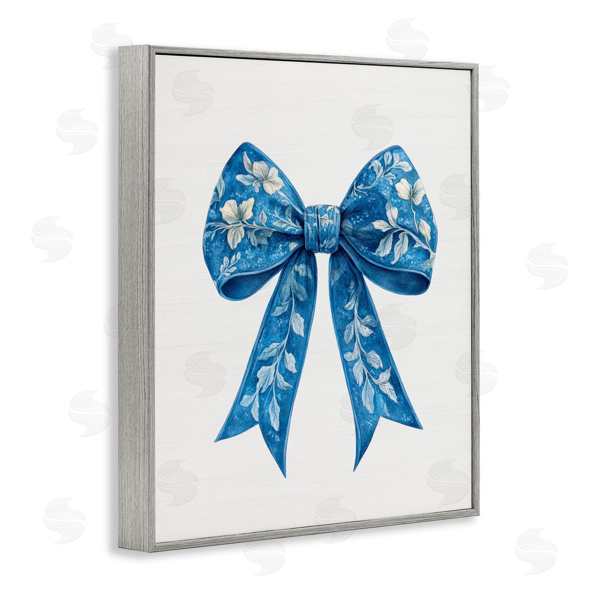 Lettered and Lined Intricate Florals Ribbon Gray Framed Giclee Print Wall Art