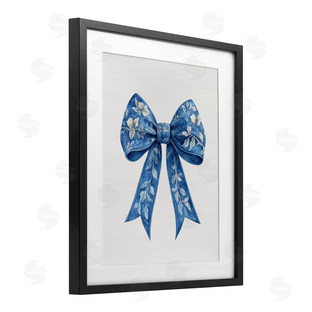 Lettered and Lined Intricate Florals Ribbon Black Framed Print Under Glass Wall Art