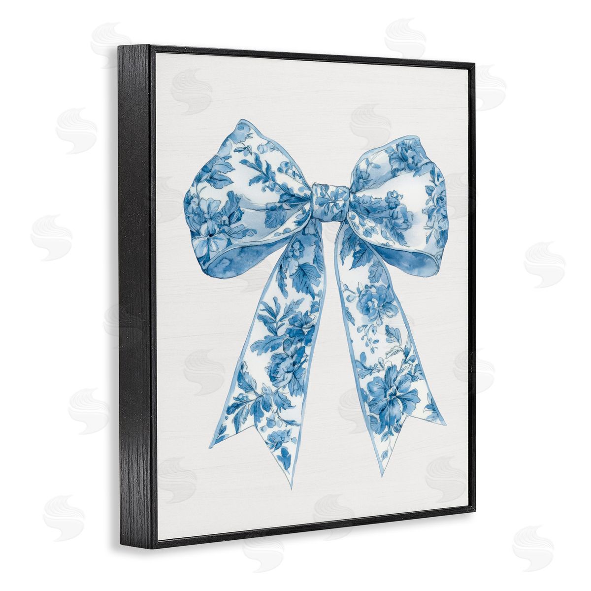 Lettered and Lined Soft Delicate Toile Bow Black Framed Giclee Print Wall Art
