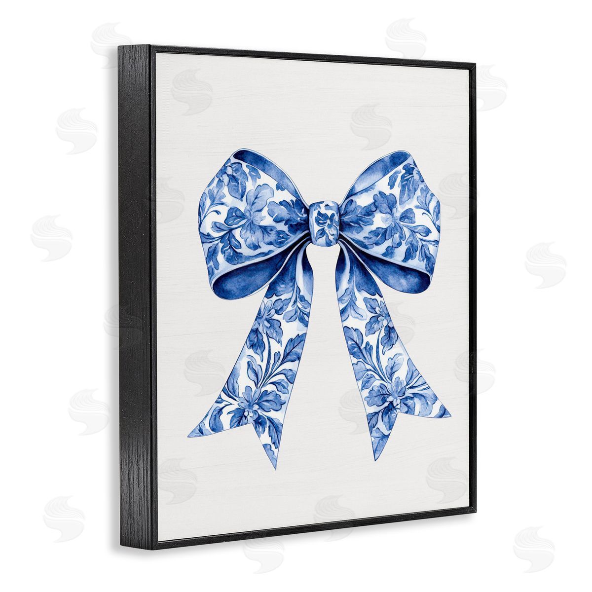 Lettered and Lined Vintage Toile Flower Ribbon Black Framed Giclee Print Wall Art